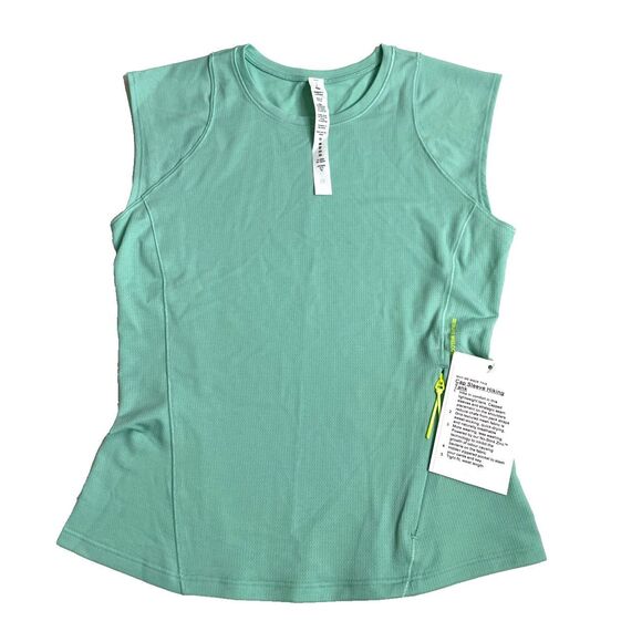 Lululemon Women’s Mint Crew Neck Cap Sleeve Shirt Hiking Tank Top Size 2 NWT - Picture 1 of 9